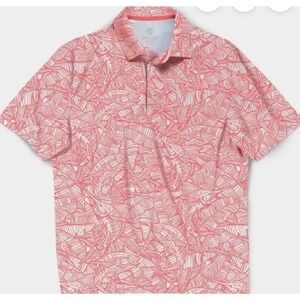 Scales Gear Banaza Polo Shirt XL White & Coral Tarpon Fish Pattern Logo Shoulder